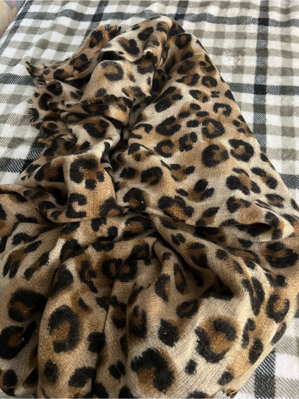 Leopard Print Women's Wrap Scarf - Brown and Black